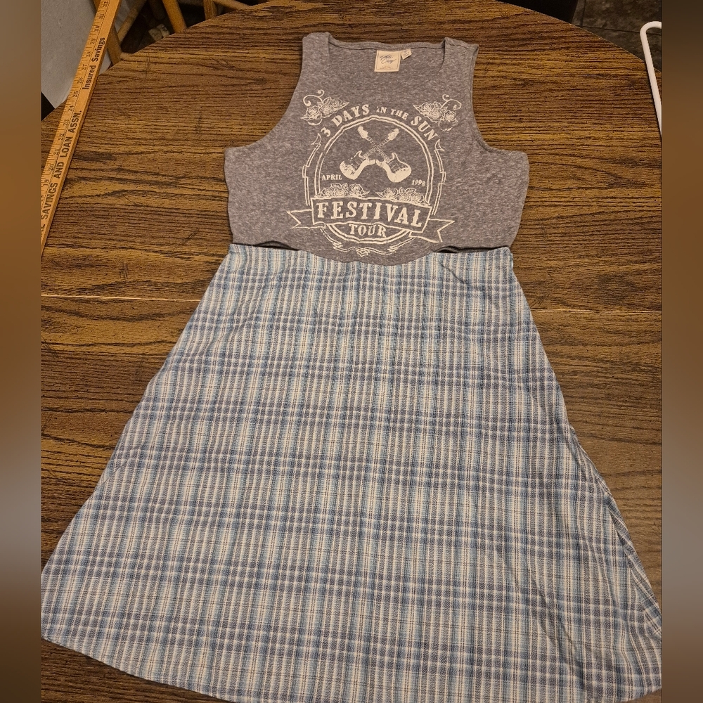 White Crow Gray and Blue Sleeveless Sundress